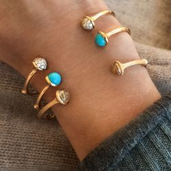 Armreifen Nature Kollektion mit Türkis, Rutilquarz und Brillanten