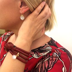 Lederarmband Wine Red mit Charm