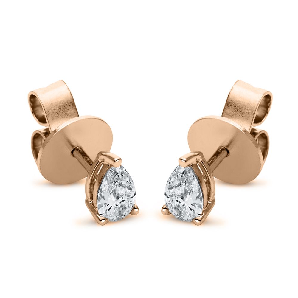 Orecchini Richapex In Oro Rosa Con Zirconi Quadrati Blu - Cerchio Huggie A U - Gioielli Donna 18 Carati - Dimensioni 31,6 Mm